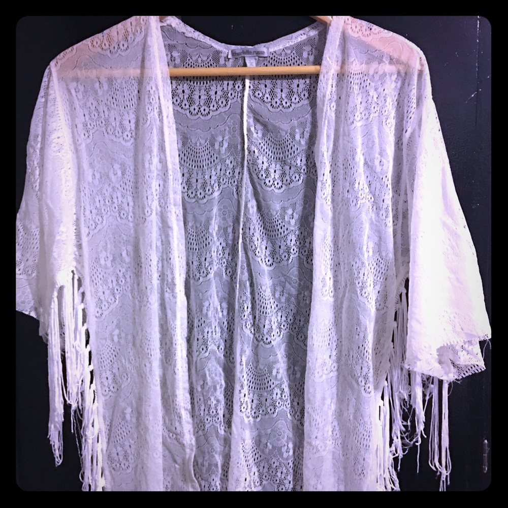 Lace & fringe cover up